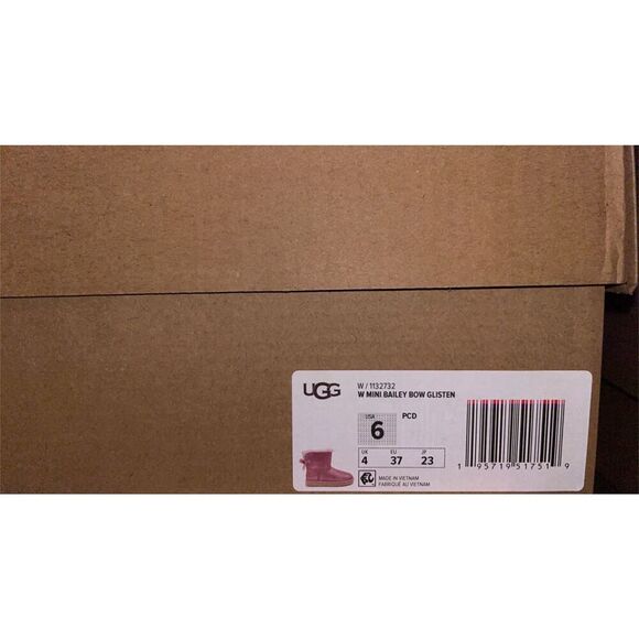 UGG MINI BAILEY BOW GLISTEN - PCD - Pink Cloud Size 6 NWB - Picture 6 of 6